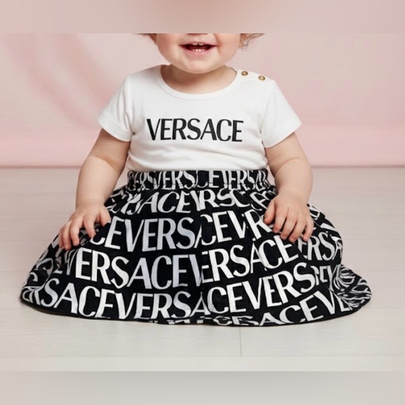 Versace Other - Versace White and Black Logo Baby Dress